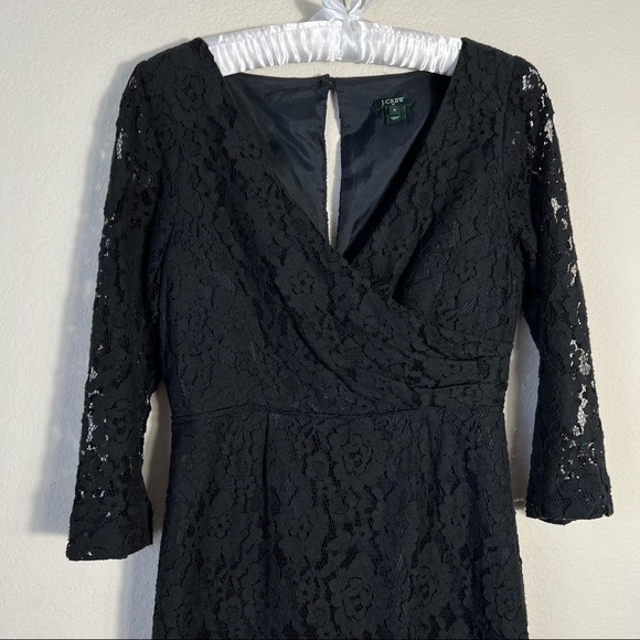 J Crew Black Lace Dress Size 4 Dark Feminine Wedding Guest Whimsigoth Party - Picture 2 of 9